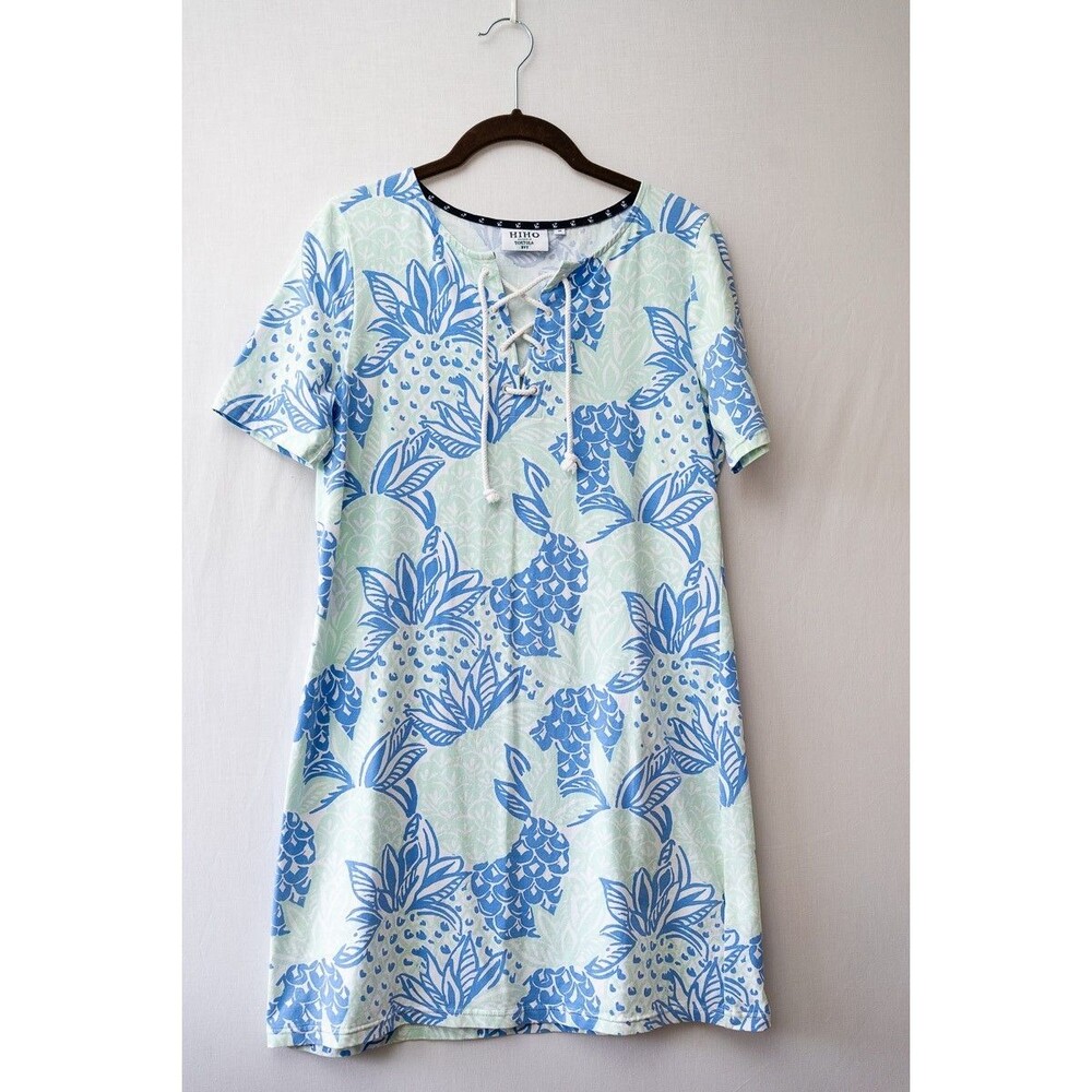 HIHO Tortola BVI M‎ Sandy Cay Blue Floral print midi dress beach coastal resort
